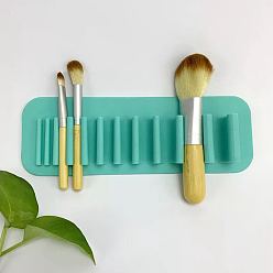 Dark Cyan Silicone Wall Mounted Cosmetic Brush Storage Stands, for Makeup Brush Holder, Dark Cyan, 0.7x2.05x0.25cm