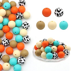 Dark Orange Food Grade Silicone Focal Beads, Silicone Teething Beads, Dark Orange, 15mm, 50pcs/set