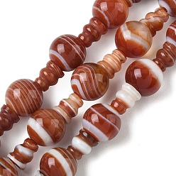 Полосатый Агат Натуральные полосатые агаты, нити бусин «гуру» с отверстиями, окрашенная и подогревом, для буддийского ювелирное, T-просверленные бусы, Горлянка, 3 мм, отверстие : 22.5x14 мм