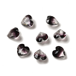 Jet Faceted K9 Glass Rhinestone Cabochons, Pointed Back, Heart, Jet, 7.8x8x4.2mm
