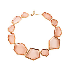 Champagne color Bold Geometric Resin Necklace with Transparent Design - Vintage European Style Statement Piece for Women