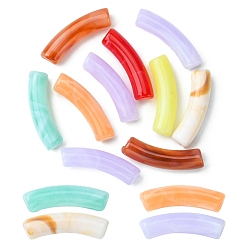 Mixed Color Two Tone Acrylic Beads, Imitation Gemstone, Curved Tube, Mixed Color, 31x9.5x7.5mm, Hole: 1.8mm