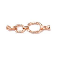 Розовое Золото Реечное покрытие латунь микро паве прозрачный кубический цирконий складные застежки, без кадмия и без свинца, долговечный, розовое золото , 56 мм, отверстие : 4.5 мм