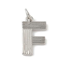 Letter F Латунные подвески, с целью перехода в кольце, письмо амулеты, стойки покрытие, долговечный, без кадмия и без свинца, платина, Буква F, 15.5x9x1.5 мм, отверстие : 3.5 мм