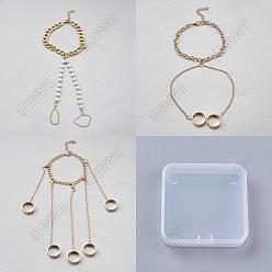 Золотой 6шт. 3 стили: кольца на палец ноги из железа, искусственного жемчуга и алюминия, двойные браслеты на лодыжку для женщин, белые, золотые, 7-3/8~8-5/8 дюйм (187~220 мм), 2 шт / стиль