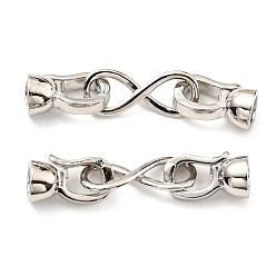 Platinum Rack Plating Eco-Friendly Brass Fold Over Clasps, Lead Free & Cadmium Free, Infinity, Platinum, 35mm, Infinity: 17x7x1.5mm, Inner Diameter: 4mm
