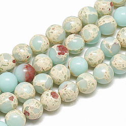 Pale Turquoise Synthetic Imperial Jasper Beads Strands, Round, Pale Turquoise, 4mm, Hole: 0.5mm, about 93~97pcs/strand, 14.76~15.35 inch(37.5~39cm)