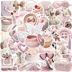 Pink 50Pcs Ballet Girl Pvc Graffiti stickers for DIY Decorating Luggage, Guitar, Notebook, Pink, 30~60mm