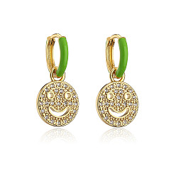 41110 Colorful Oil Drop Copper Earrings with 18K Gold Plating and High-Quality Zirconia Stones