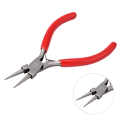 Red Jewelry Pliers, #50 Steel(High Carbon Steel) Round Nose Pliers, Gunmetal, Red, 135x55mm