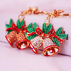 Random Color Creative Christmas gift rhinestone bell car key chain pendant key chain ladies bag accessories 1157
