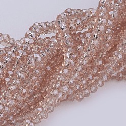 Brown Transparent Glass Beads Strands, Faceted, Rondelle, Brown, 2.5x1mm, Hole: 0.5mm, about 204pcs/strand, 13 inch(33cm)