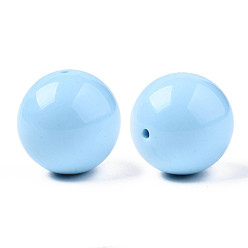 Light Sky Blue Opaque Acrylic Beads, Round, Light Sky Blue, 29.5mm, Hole: 3mm, about 31pcs/500g