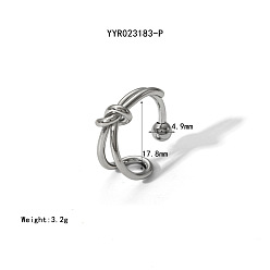 Нержавеющая Сталь Цвет Минималистичный 304 манжеты-кольца с открытыми узлами из нержавеющей стали, цвет нержавеющей стали, внутренний диаметр: 17.8 мм