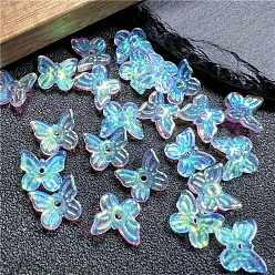 Turquoise Gradual Transparent Czech Glass Beads, Butterfly, Turquoise, 11mm, Hole: 1.8mm