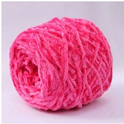 Camellia Wool Chenille Yarn, Velvet Cotton Hand Knitting Threads, for Baby Sweater Scarf Fabric Needlework Craft, Camellia, 5mm, 95~100g/skein