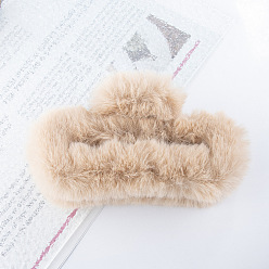 Мокасин Заколки для волос с большими когтями из пушистой плюшевой ткани, для девочек и женщин с густыми волосами, мокасин, 138x64 мм