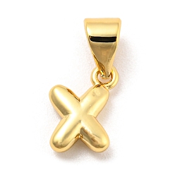 Letter X Brass Charms, Real 18K Gold Plated, Long-Lasting Plated, Lead Free & Cadmium Free, Letter Charm, Letter X, 9x7x2.5mm, Hole: 5x3.5mm