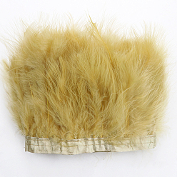 Pale Goldenrod Turkey Feather Fringe Trimming, Costume Accessories, Dyed, Pale Goldenrod, 5-1/8 inch(130mm), about 2.19 Yards(2m)/Bag