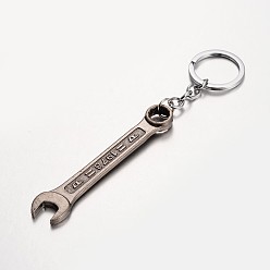 Antique Silver Tool Alloy Keychain, with Iron Chain and Rings, Antique Silver, 142mm