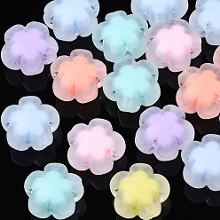 Mixed Color Transparent Acrylic Beads, Frosted, Bead in Bead, Flower, Mixed Color, 16.5x17x10.5mm, Hole: 2.5mm, about 295pcs/500g