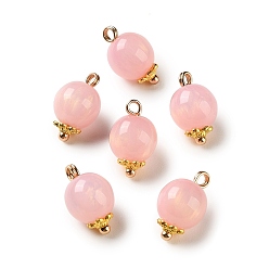 Pink Подвески сплава cmолы, круглые подвески, с блеском порошок, золотые, розовые, 16x10 мм, отверстие : 2.5 мм