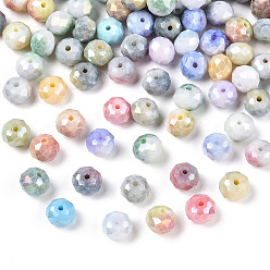 (52) Непрозрачная лаванда 150шт. граненые стеклянные бусины с гальваническим покрытием, с покрытием AB цвета, рондель, разноцветные, 10x7 мм, отверстие : 0.9 мм