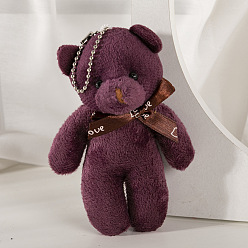 Pourpre Mignon peluche pp coton ours poupée pendentif décorations, avec les accessoires en alliage, pour la décoration de sac porte-clés, pourpre, 12 cm
