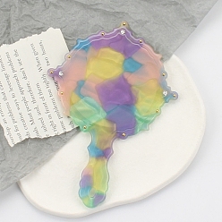 Средний Фиолетовый Мини-зеркала из ацетата целлюлозы, переносное зеркало с ручкой, Косметическое зеркало, средне фиолетовый, 13x9x0.5 см