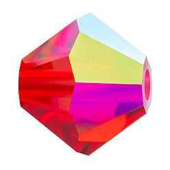 90070 200 Light Siam AB Хрустальные бусины preciosa®, чешский хрусталь, биконус(451 69 302 рондель), 90070 200 светлый сиамский ab, 6 мм, отверстие : 1 мм