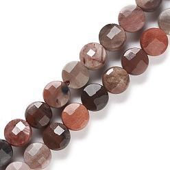 Petrified Wood Natural Petrified Wood Beads Strands, Faceted, Flat Round, 6~6.5x6~6.5x3.5~4mm, Hole: 0.9mm, about 62pcs/strand, 15.39''(39.1cm)