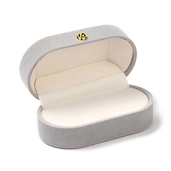Gris Clair Boîte à bagues couple en velours rectangle, avec couvercle rabattable, pour l'emballage de cadeau d'affichage d'organisateur de stockage de bijoux, gainsboro, 7.5x4.4x3.4 cm