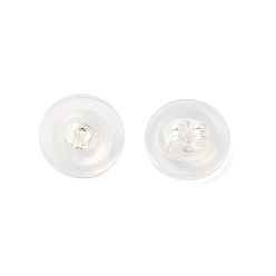 Серебро Долговечные латунные силиконовые ушные гайки с покрытием, серебряные, 7.7x3.7 мм, отверстие : 0.6 мм