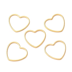 Golden 201 Stainless Steel Linking Rings, Heart, Golden, 14x15.5x1mm