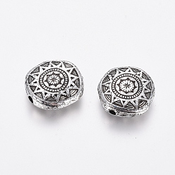 Antique Silver Plated Antique Acrylic Beads, Flat Round, Antique Silver Plated, 19x17.5x5mm, Hole: 2mm, about 490pcs/500g