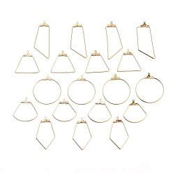 Golden 304 Stainless Steel Wire Pendants, Hoop Earring Findings, Rhombus & Trapezoid & Sector & Ring & Trapezoid, Golden, 21 Gauge, 64x63x20mm, about 20pcs/box