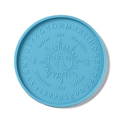Sun Tarot Theme DIY Flat Round Divination Coaster Food Grade Silicone Molds, Resin Casting Molds, for UV Resin & Epoxy Resin Craft Making, Sun Pattern, 105x6.5mm, Inner Diameter: 99mm