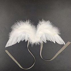 White Mini Doll Angel Wing Feather, with Rope, for DIY Moppet Making Kids Photography Props Decorations Accessories, White, 280x120mm
