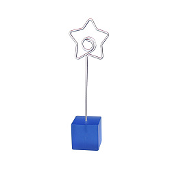 Royal Blue Metal Spiral Memo Clips, with Resin Base, Message Note Photo Stand Holder, for Table Decoration, Star, Royal Blue, 117mm