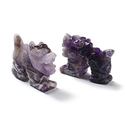 Amethyst Natural Amethyste Carved Healing Dragon Figurines, Reiki Energy Stone Display Decorations, 52~55x18x37.5mm