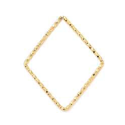 Real 18K Gold Plated 304 Stainless Steel Linking Rings, Textured, Rhombus, Real 18K Gold Plated, 34x26.5x1mm, Inner Diameter: 31x24mm