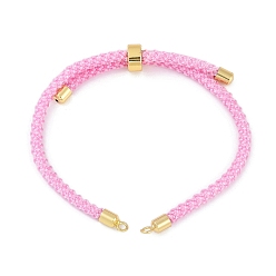 Бледно-Розовый Изготовление регулируемого нейлонового хлопкового шнура, с реечной обшивкой латунными выводами, золотые, розовый жемчуг, 4-3/4~8-7/8 дюйм (12~22.5 см), 3 мм, отверстие : 2 мм
