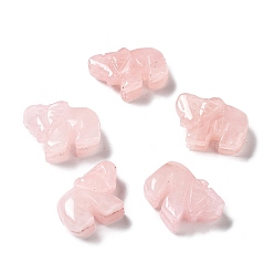 Quartz Rose Figurines de guérison de rhinocéros en quartz rose naturel, Décorations d'affichage en pierre d'énergie reiki, pour la maison ornement feng shui, 13.5~15x20~21.5x7.5~9mm