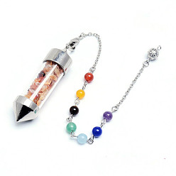 Onyx Colorful gravel wishing bottle conical natural crystal gravel chakra pendant crystal wishing bottle balance healing pendulum