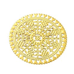Golden Rack Plating Iron Filigree Cabochons, Flower, Golden, 60x0.6mm
