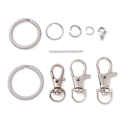 Platinum & Stainless Steel Color DIY Keychain Making Kit, Including Alloy Swivel Lobster Claw Clasps, 304 Stainless Steel Jump Rings & Curb Chains Extender & Keychain Clasps, Platinum & Stainless Steel Color, 265Pcs/box