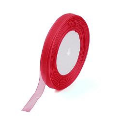 Red Sheer Organza Ribbon, Wide Ribbon for Wedding Decorative, Red, 2 inch(50mm), 50yards/roll(45.72m/roll), 4 rolls/group, 200 yards/group(182.88m/group)