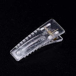 Clear Transparent Plastic Alligator Hair Clips, with Iron Spring, Hair Accessories for Girls, Rectangle, Clear, 39.5x11~15x4.8~13mm