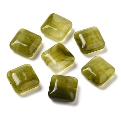 Olive Transparent Acrylic Beads, Square, Olive, 15.5x15.5x7.5mm, Hole: 1.6mm, about 327pcs/500g