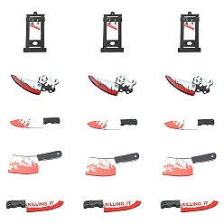 Mixed Shapes 15шт 5 стили хэллоуин печатные непрозрачные акриловые подвески, нож, разнообразные, 45~47x9.5~23x1.5~4 мм, отверстие : 1~1.8 мм, 3 шт / стиль